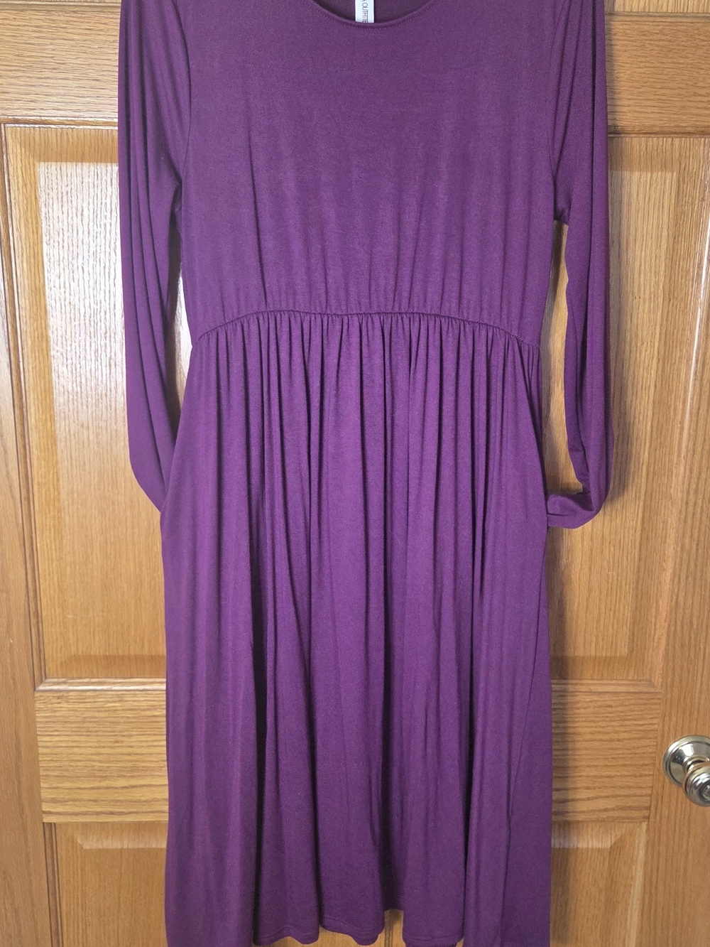 Zenana Outfitters Deep Plum Long-Sleeve Midi Dress
